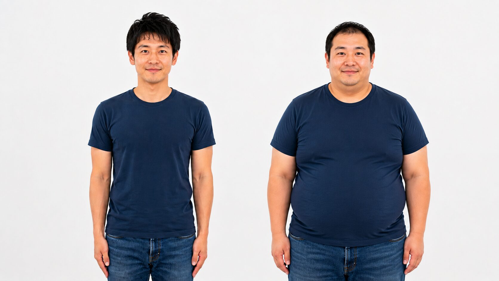 2人の男性の体型の違いの比較