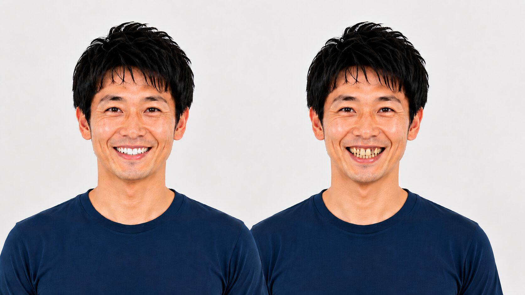 2人の男性の歯の清潔感の違いを比較
