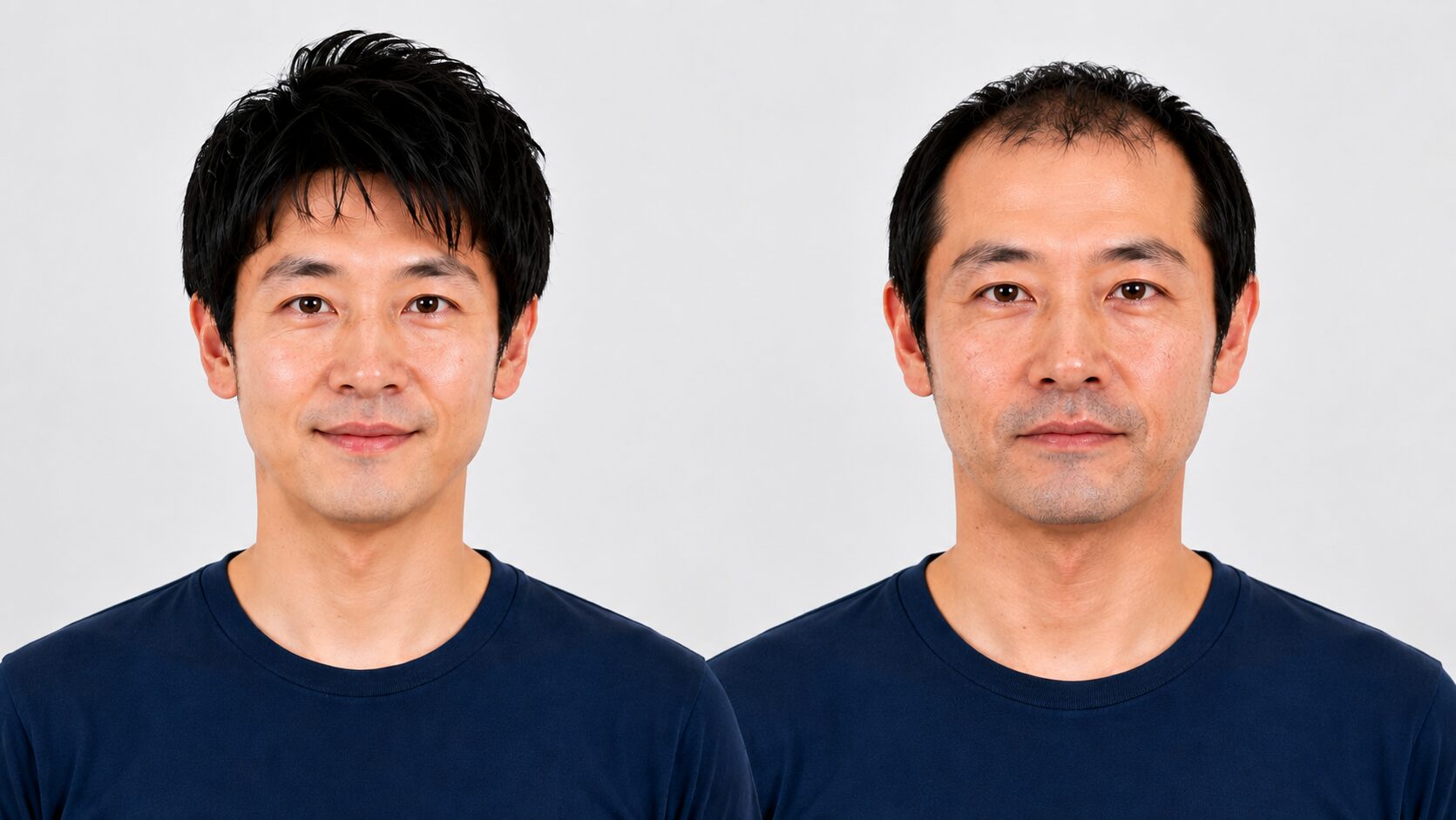 若々しい男性と薄毛が進んだ男性