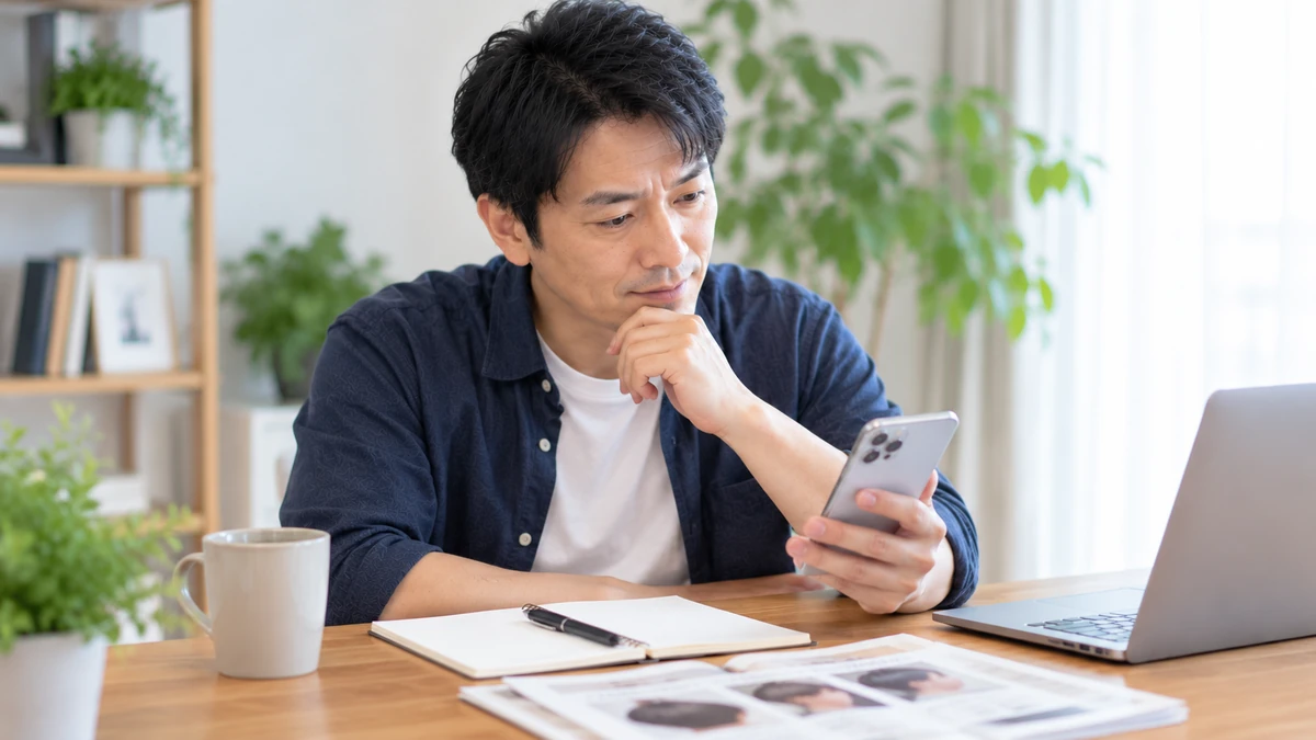 増毛無料体験の内容と料金を確認する男性