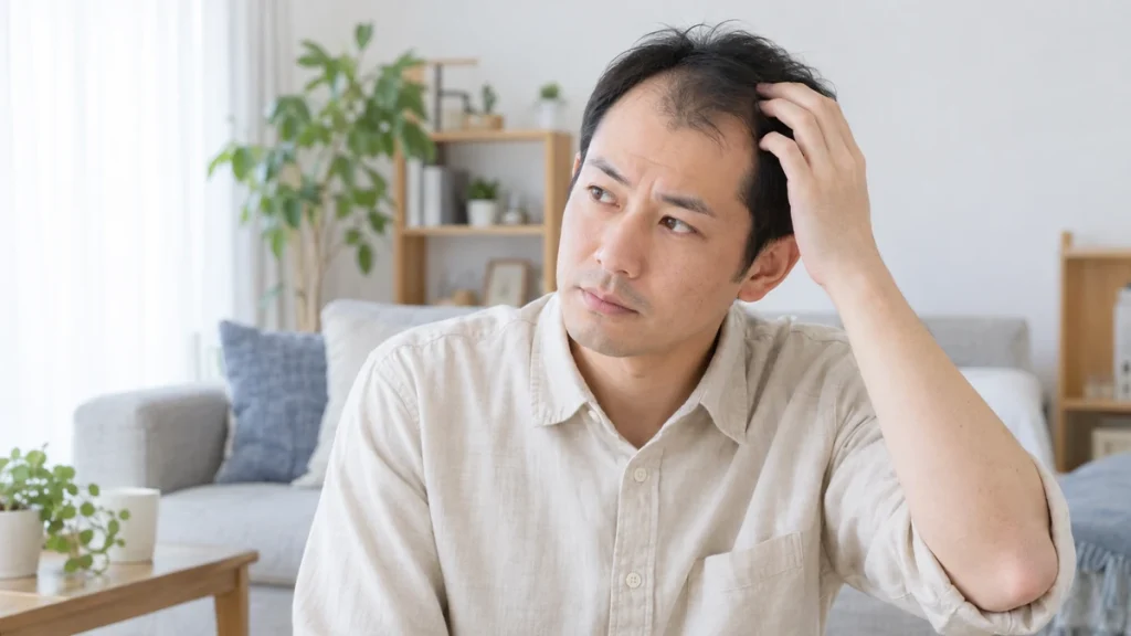 AGAによる薄毛について考える男性