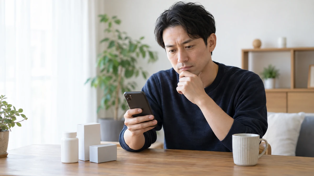AGA治療薬の種類について調べる男性