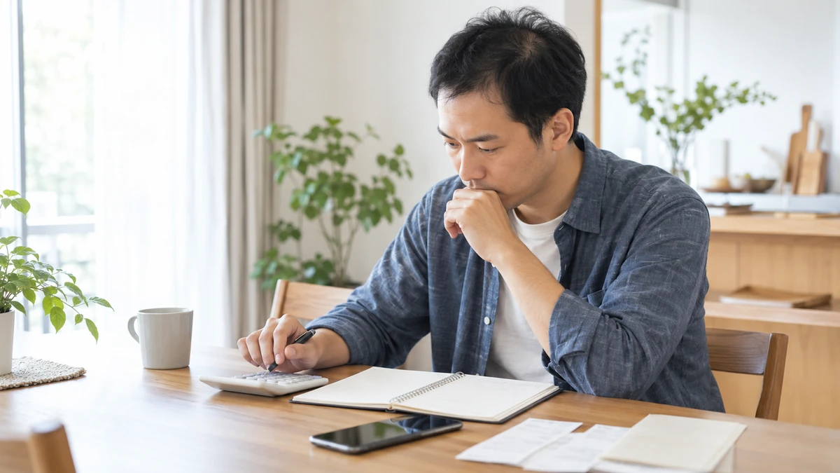 AGA治療の月額と年間費用を計算する男性