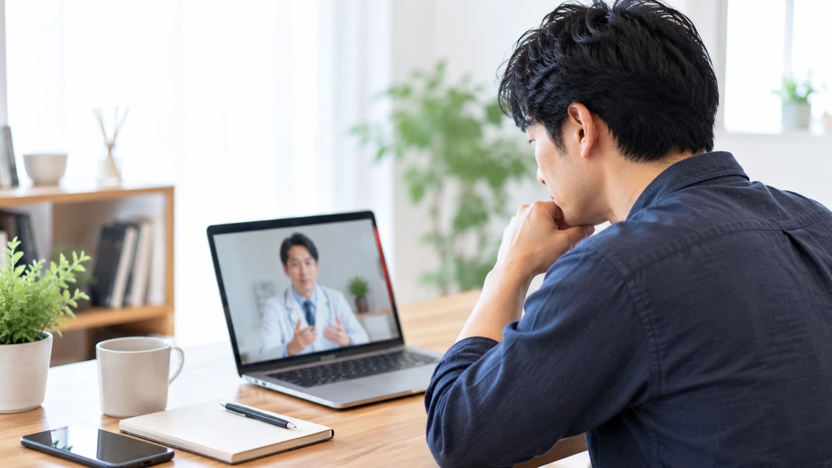 AGAオンライン診療の費用を確認する男性