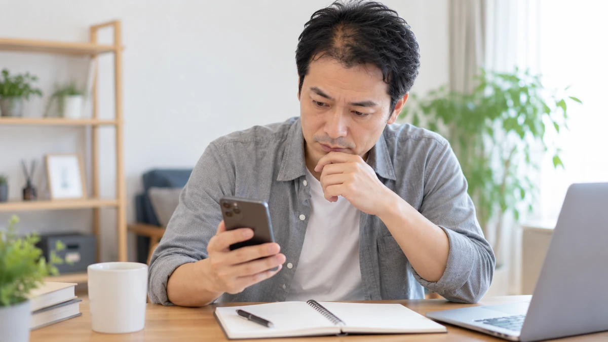 AGA治療を始める前の確認事項を整理する男性