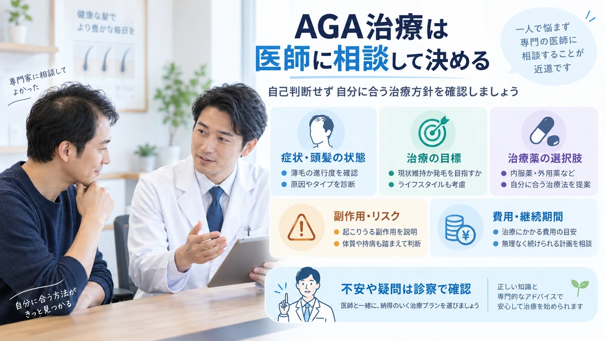 AGA治療について医師へ相談する男性