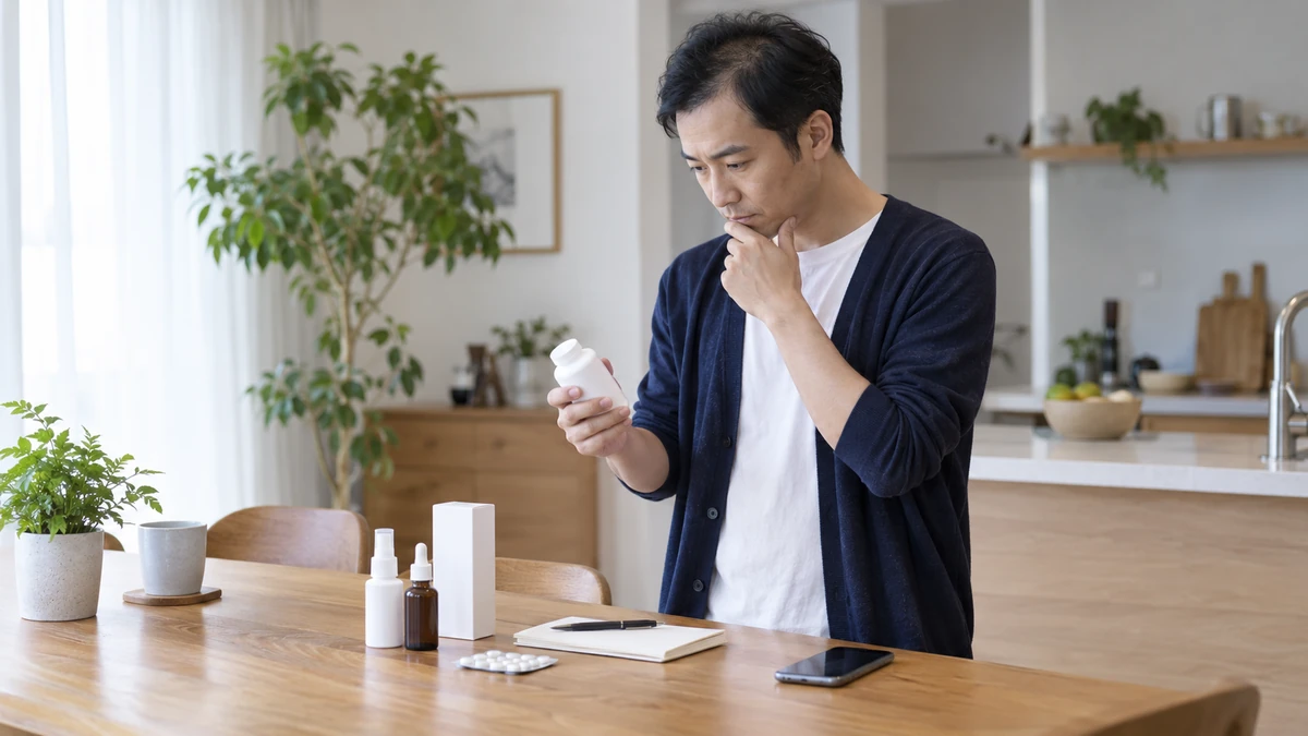 AGA治療について調べる男性