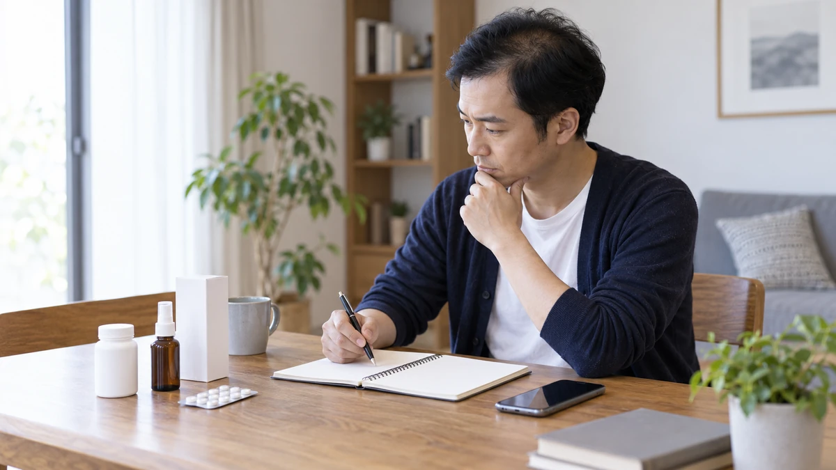 AGA治療の方法を比較する男性