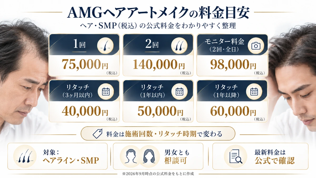 AMGヘアアートメイクの料金目安をまとめた図