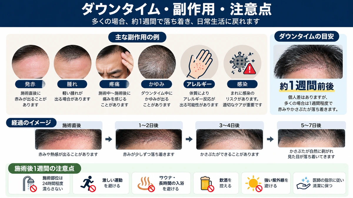 ヘアアートメイクのダウンタイムと副作用の注意点