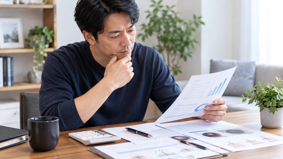自毛植毛の料金とグラフト数を確認する男性