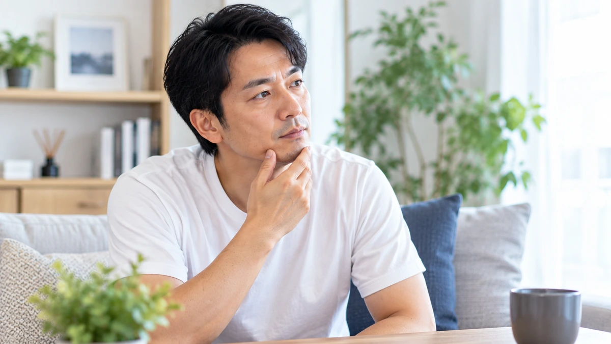 家庭用光美容器の価格を確認する男性
