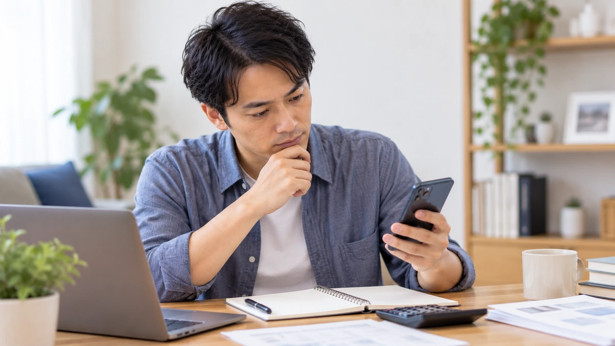 AGA治療の月額料金を確認する男性