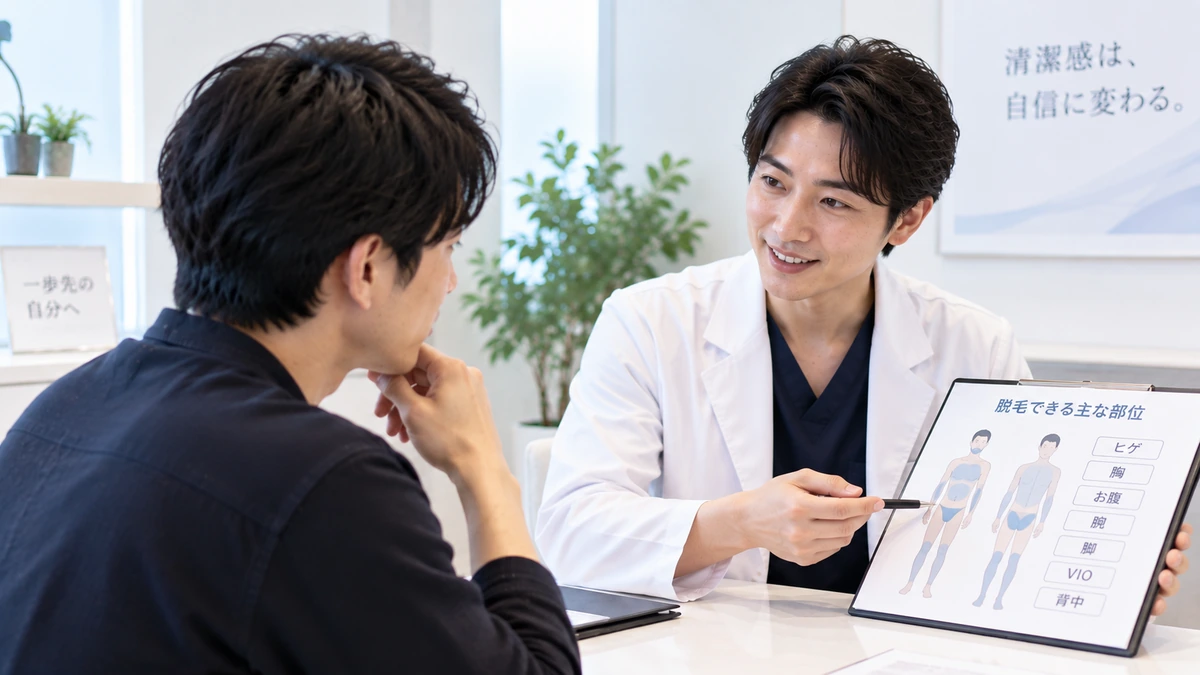 クリニックでカウンセリングを受ける男性