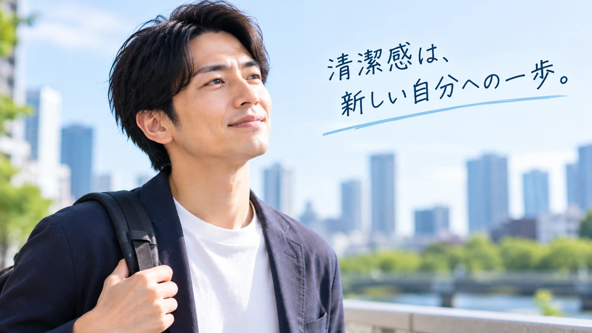 身だしなみを整え前向きな表情を見せる男性