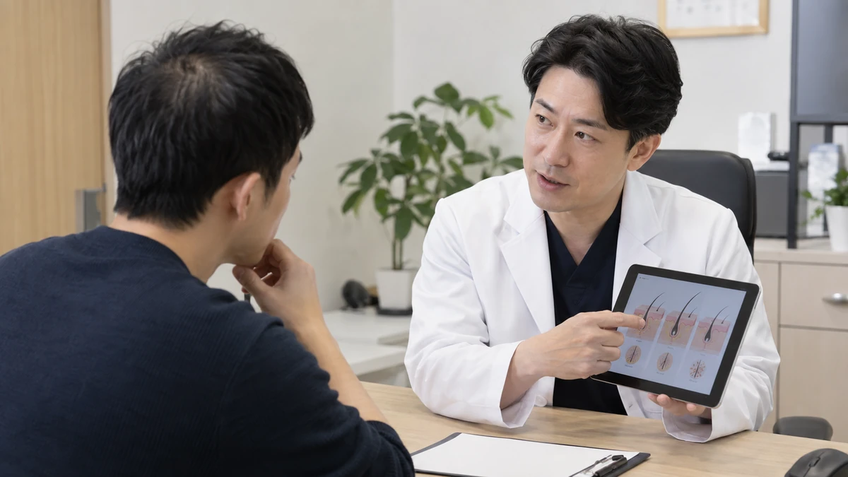 AGAとデュタステリドの働きを確認する男性