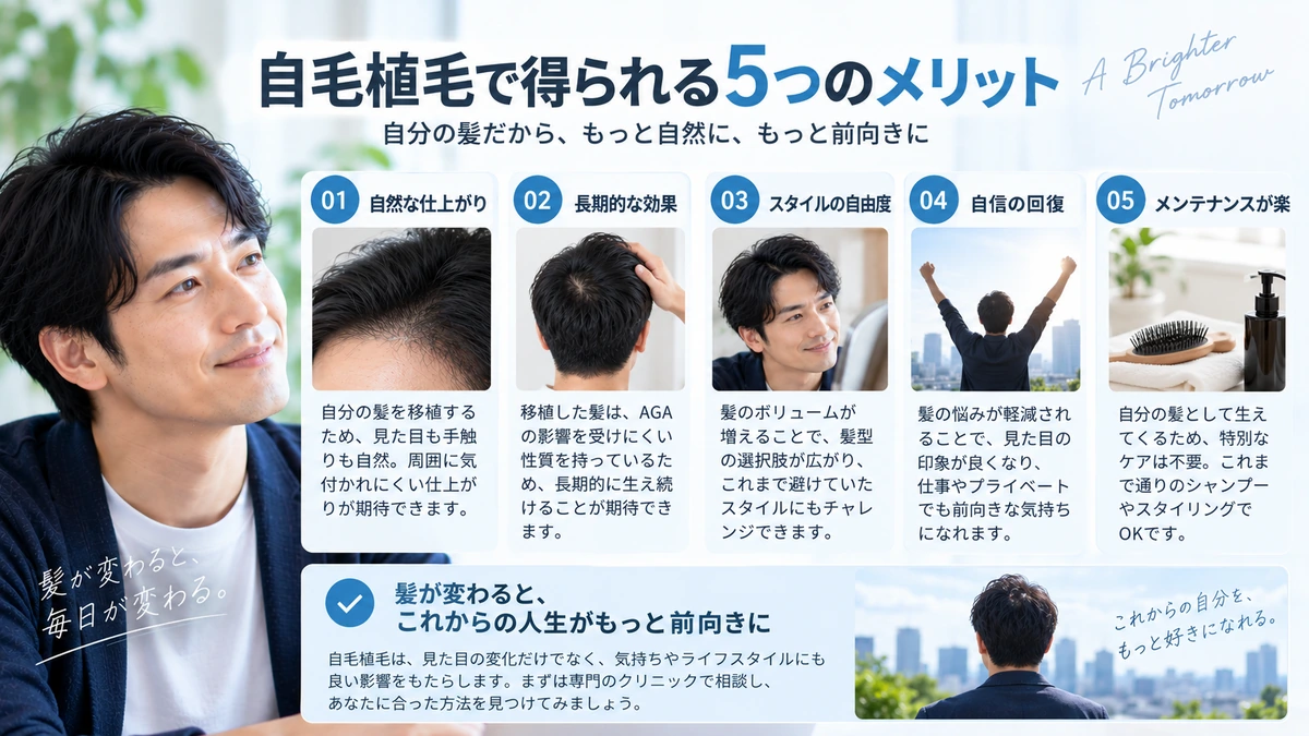 自毛植毛のメリットと注意点を相談する男性