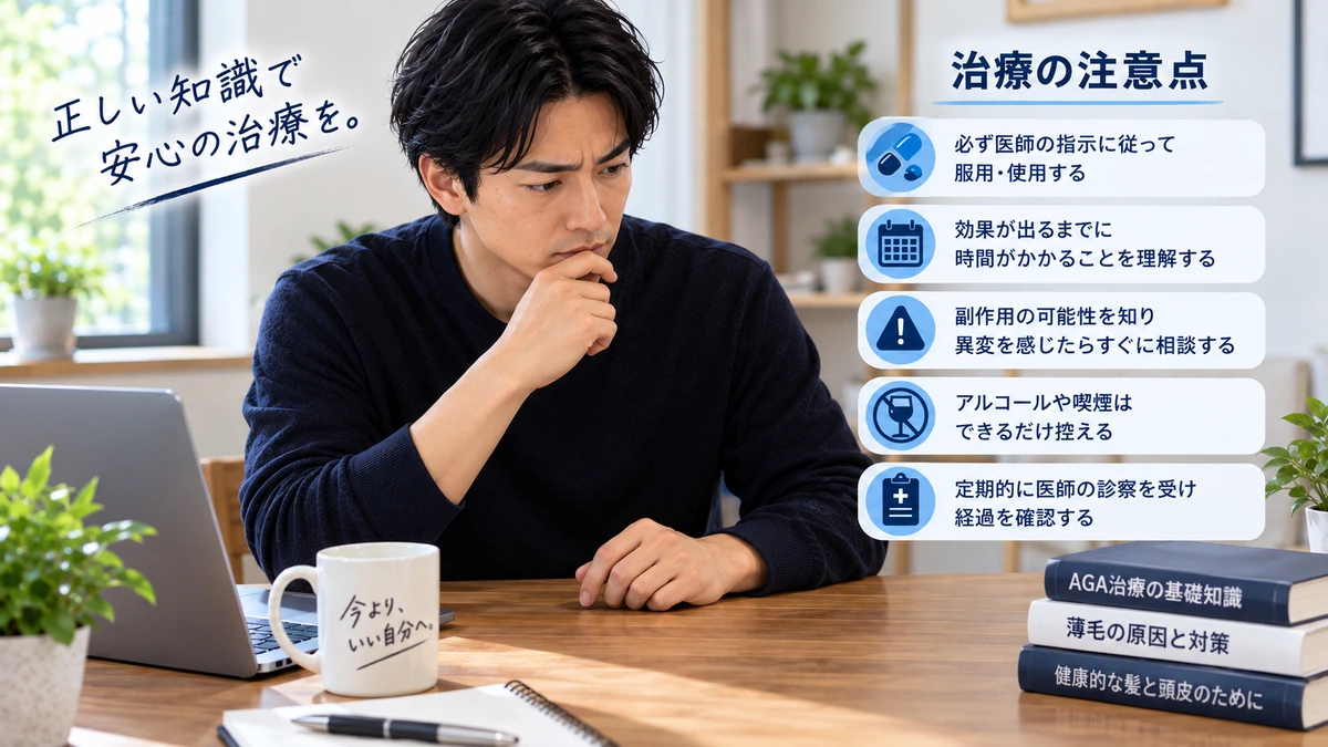 自毛植毛の傷跡やドナー採取について説明を受ける男性