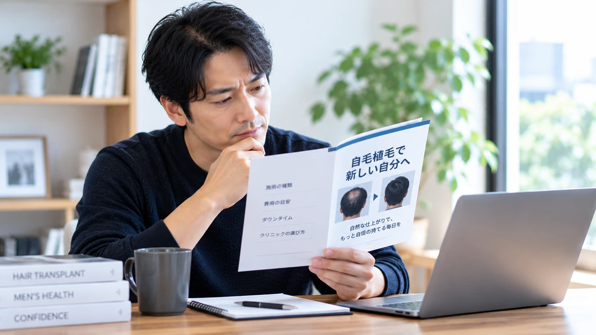 自毛植毛について検討する男性