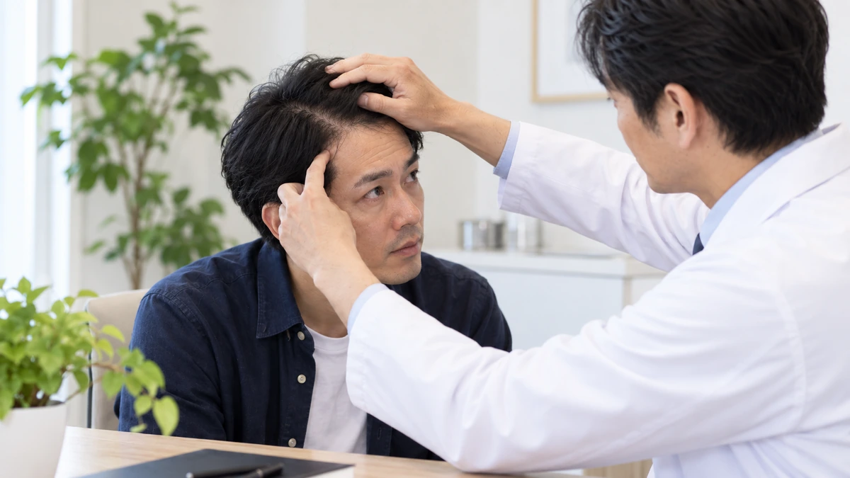 年齢を重ねても自然な生え際を相談する男性