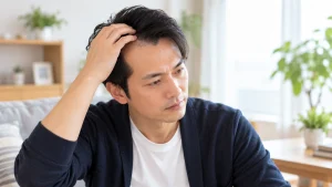 M字の自毛植毛について検討する男性