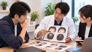 海外植毛後に帰国してアフターケアを確認する男性