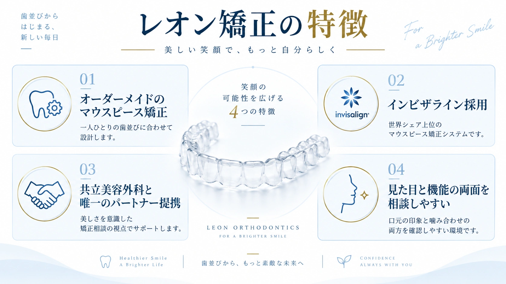 レオン矯正の特徴をまとめた図解