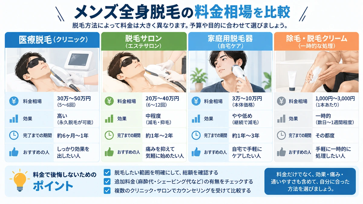 全身脱毛カウンセリング質問リスト メンズ全身脱毛の無料カウンセリングで確認したい質問リスト