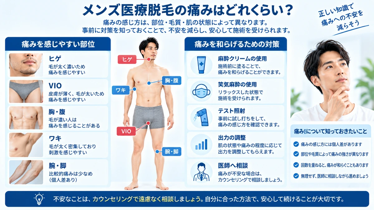 メンズ医療脱毛クリニック選びで確認したい8項目の図
