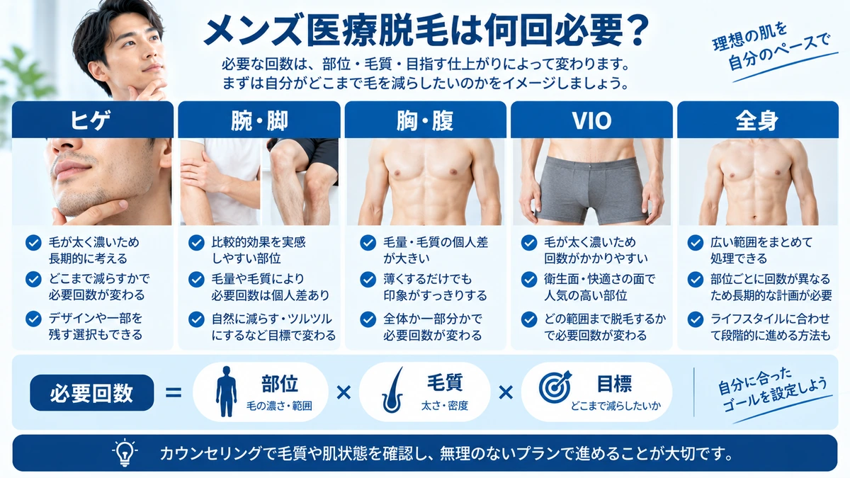 メンズ医療脱毛のレーザー種類と照射方式を整理した図