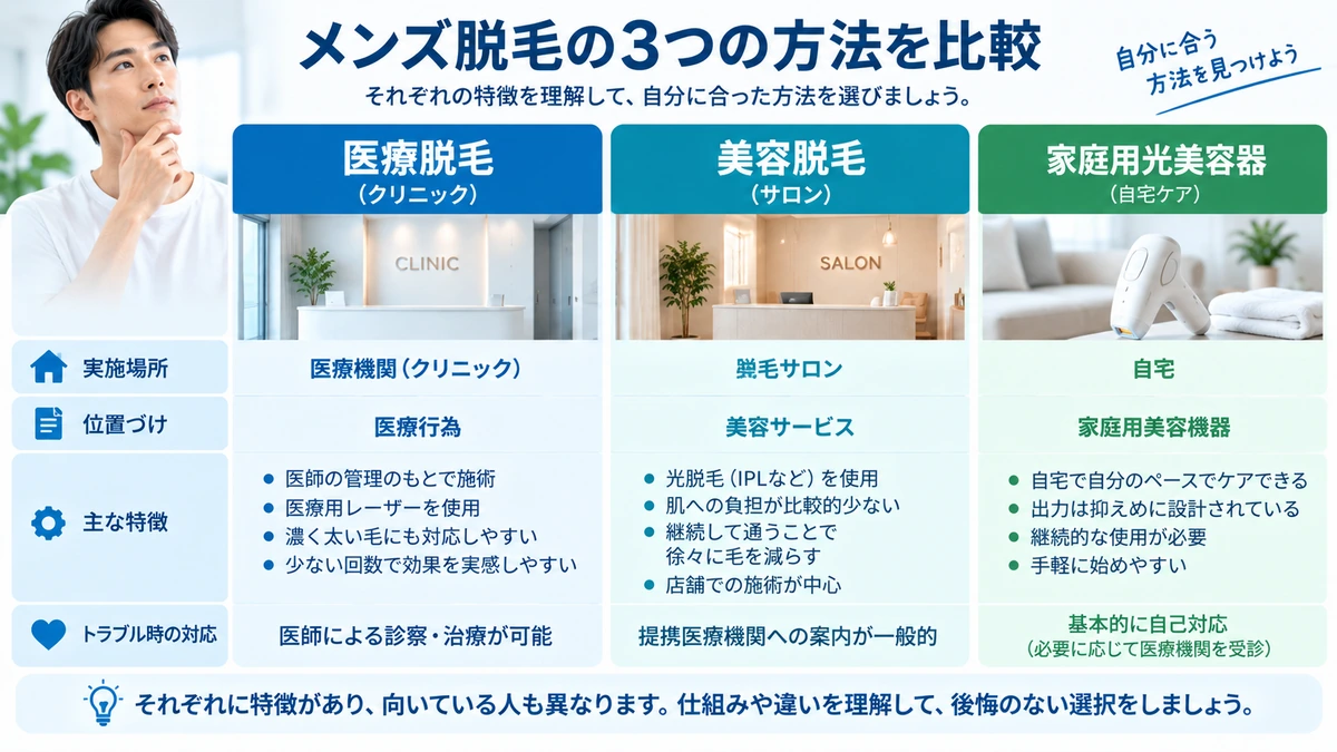 医療レーザー脱毛で毛が減っていく仕組みを示した図