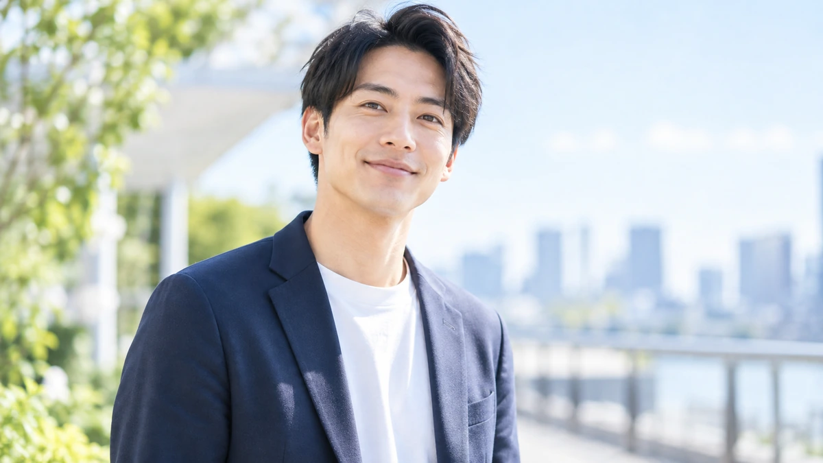 身だしなみを整え前向きな表情を見せる男性