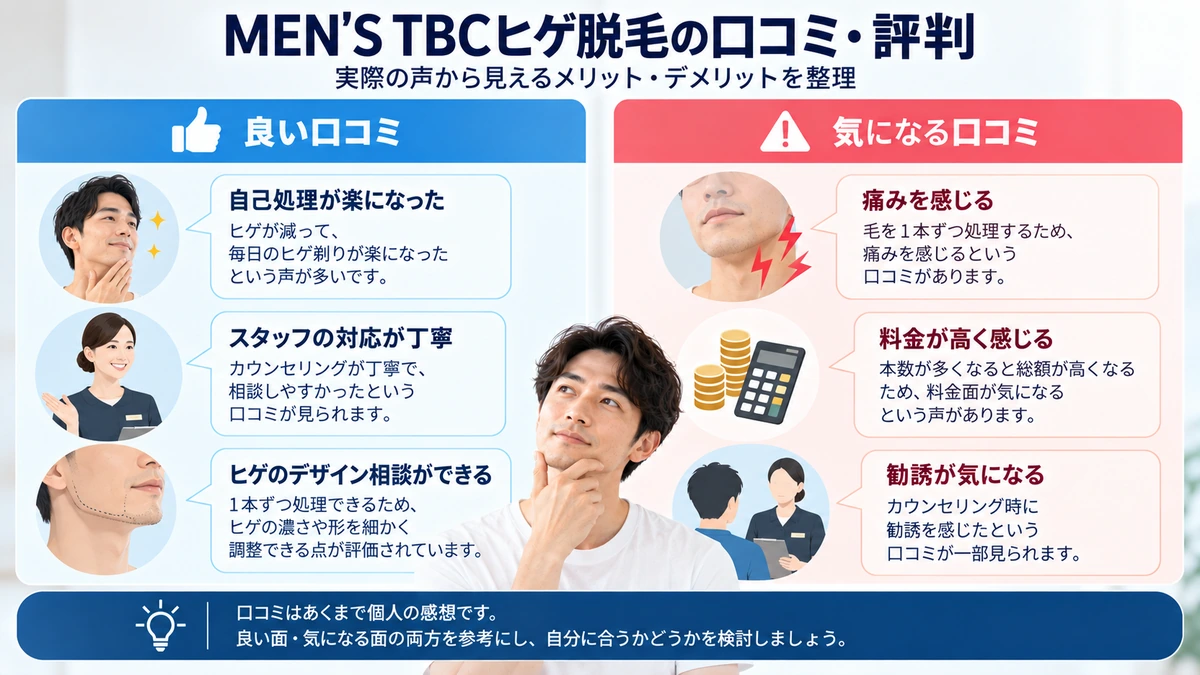 MEN’S TBCヒゲ脱毛の口コミ傾向を整理した図
