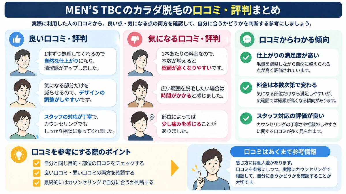 MEN’S TBCカラダ脱毛の料金の考え方を整理した図