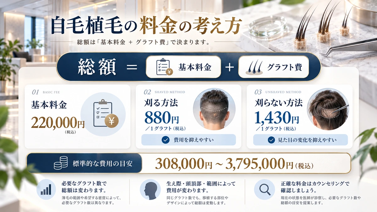 自毛植毛の料金構造をまとめた図解