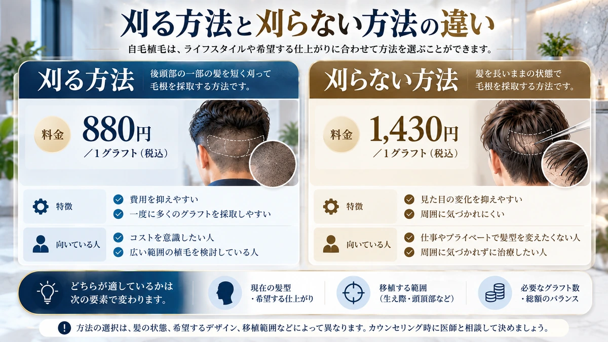 刈る方法と刈らない方法の違いを比較した図解