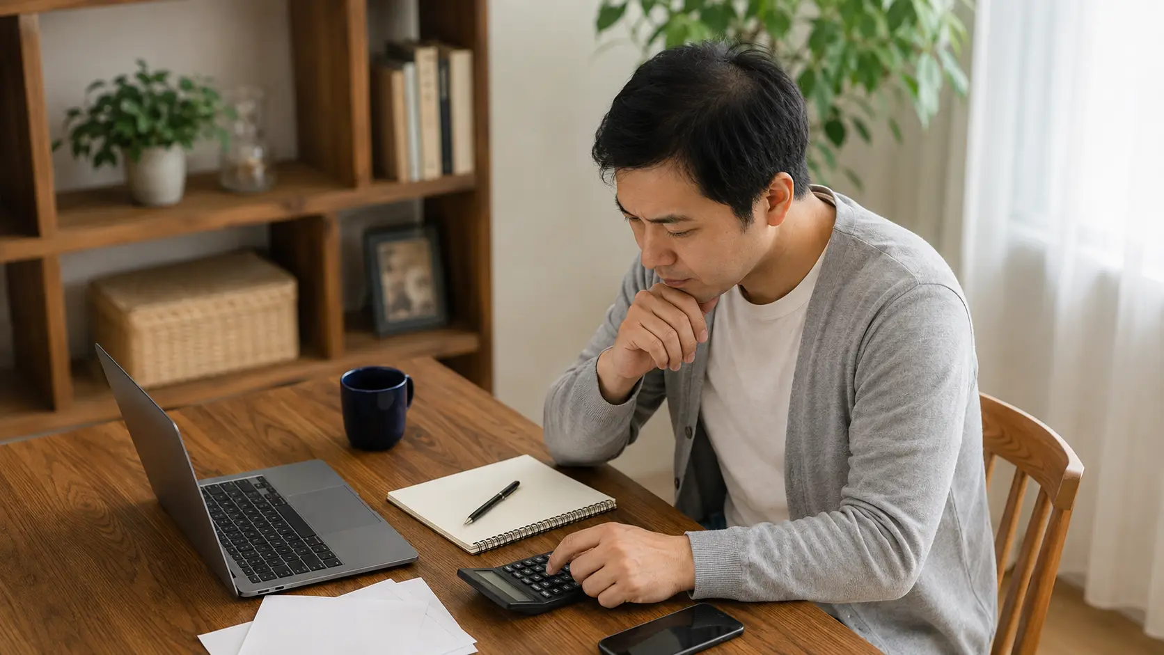 AGA治療の費用を計算しながら比較する男性