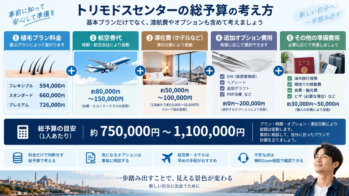 トリモドスセンターの総予算の考え方を整理した図
