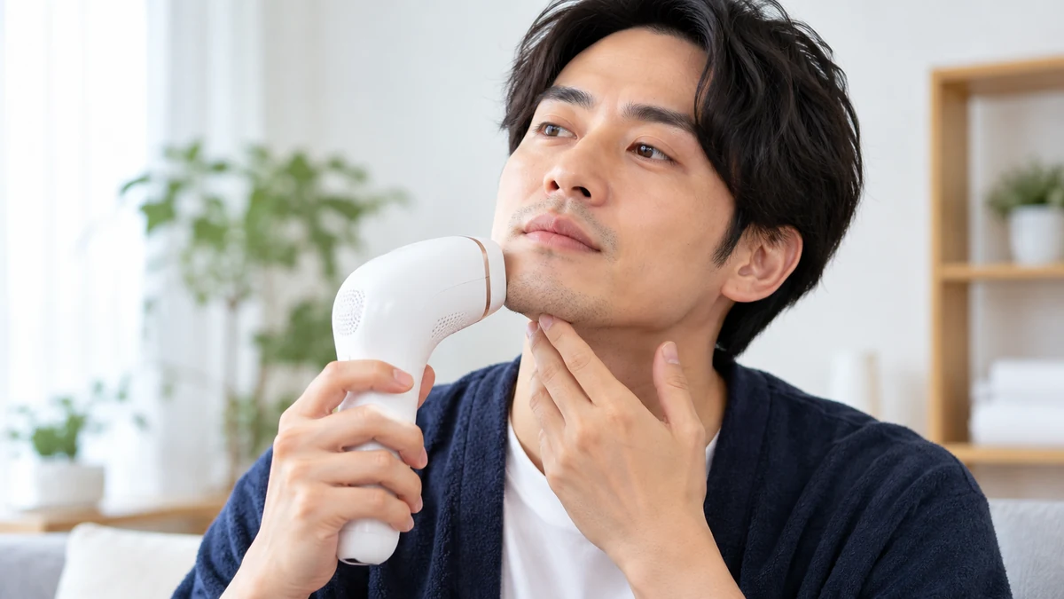 家庭用脱毛器をヒゲに使うか検討する男性