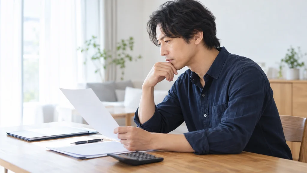 メンズ脱毛の契約前に書類と料金を確認する男性