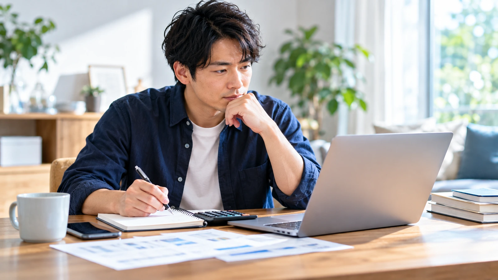 メンズ脱毛の料金プランや割引条件を自宅で比較する男性
