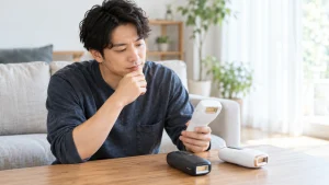家庭用脱毛器を比較検討する男性